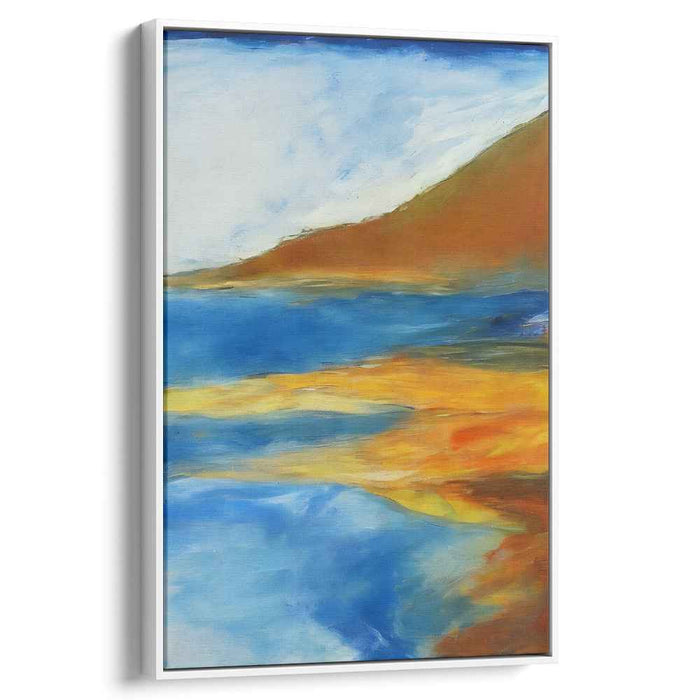 Blaze & Chill: Abstract Expressionist Landscape in Fiery Orange and Cool Blues