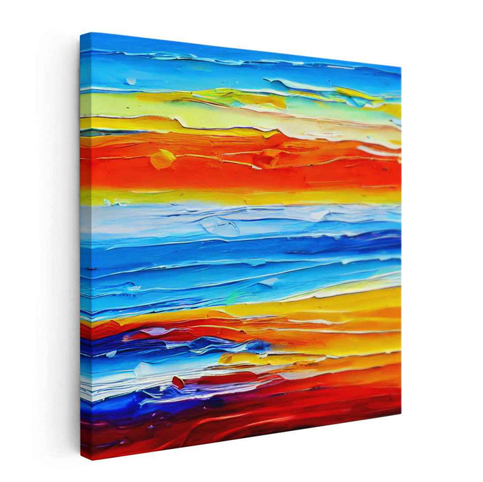 Ephemeral Horizon Glow: Abstract Sunset Over Ocean Canvas Art Print