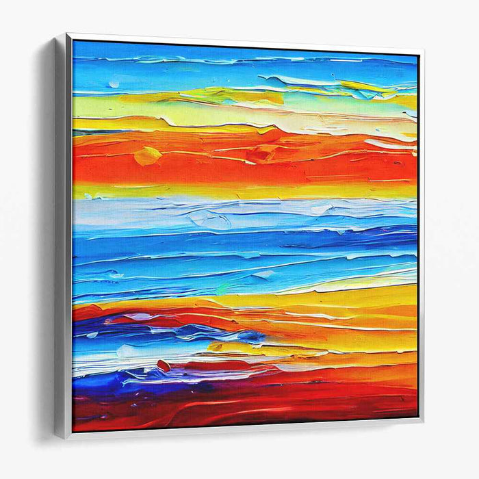 Ephemeral Horizon Glow: Abstract Sunset Over Ocean Canvas Art Print