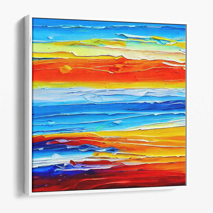 Ephemeral Horizon Glow: Abstract Sunset Over Ocean Canvas Art Print