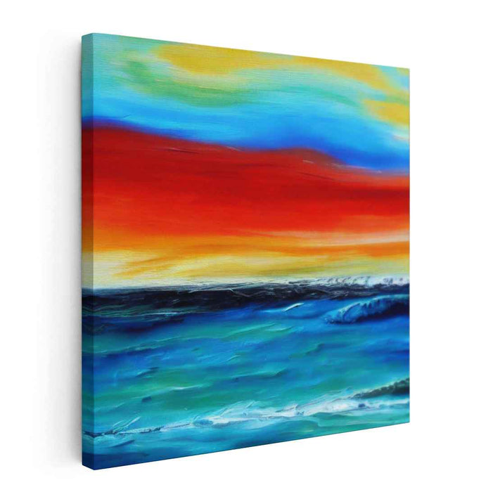 Tidal Constellations: Vibrant Ocean Horizon Canvas Art Print