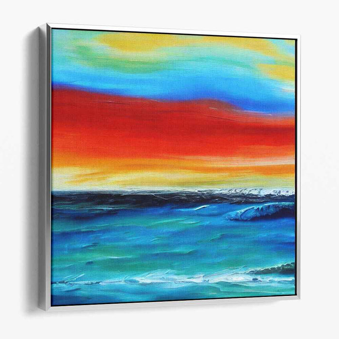 Tidal Constellations: Vibrant Ocean Horizon Canvas Art Print