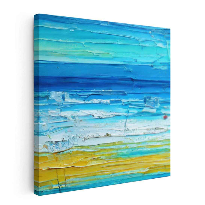 Seaside Sandscape Echo: Textured Coastal Horizon Canvas Art Print