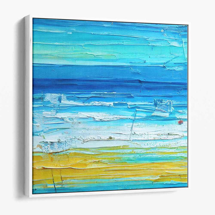 Seaside Sandscape Echo: Textured Coastal Horizon Canvas Art Print