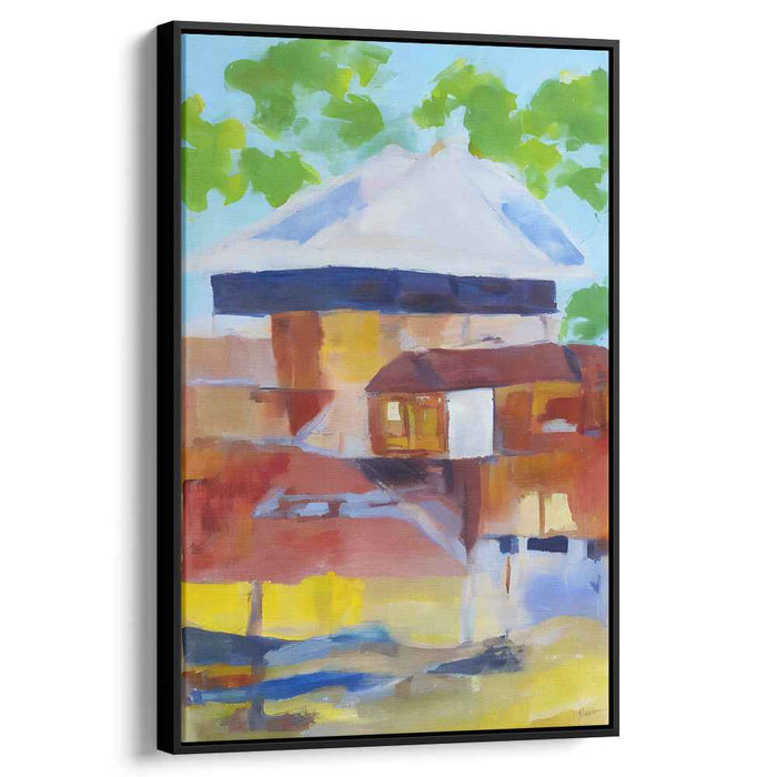 Serene Abstract Village: Contemporary Cubist-Impressionist Canvas Art Print