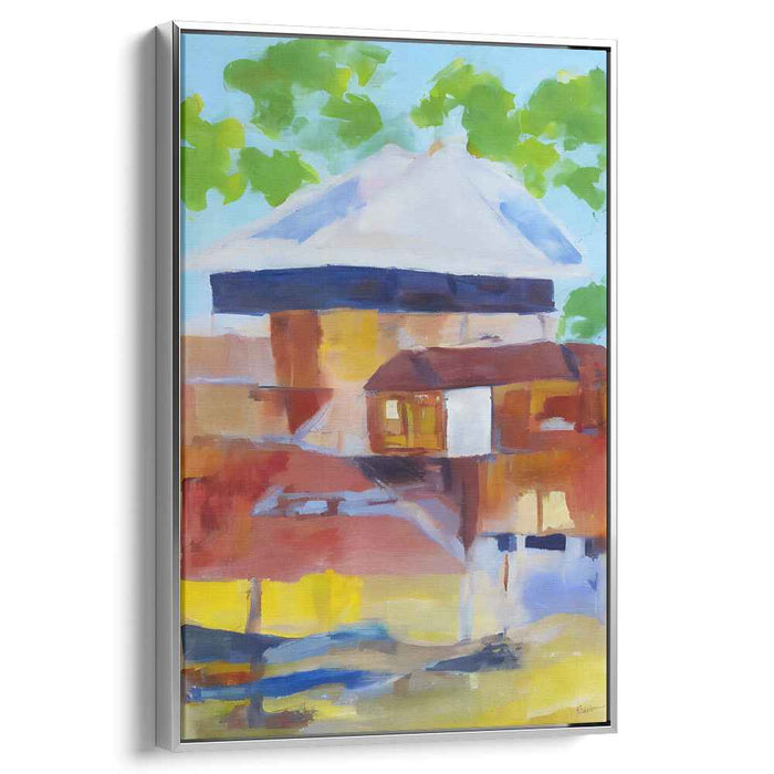 Serene Abstract Village: Contemporary Cubist-Impressionist Canvas Art Print