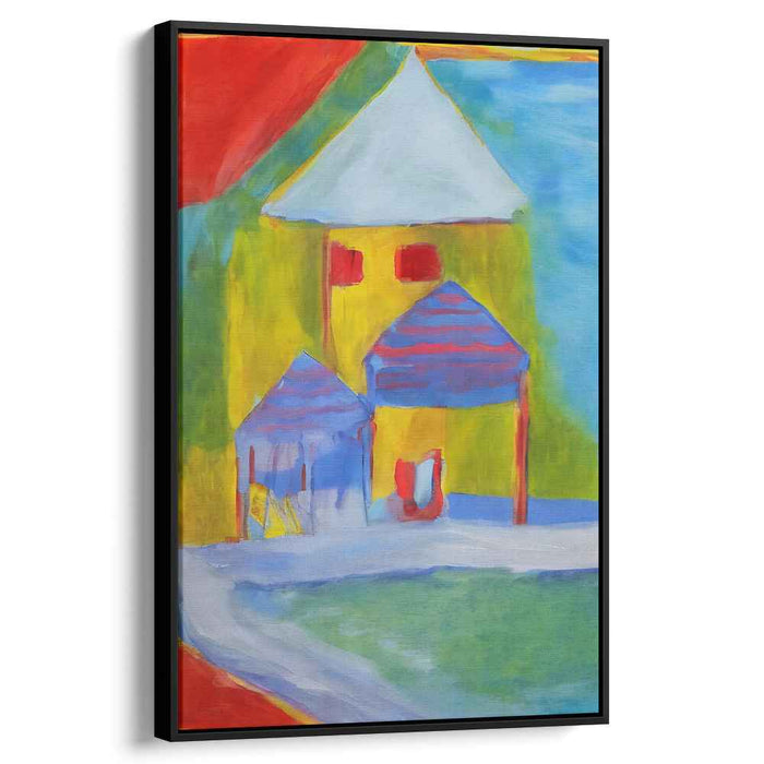 Whimsical House in Vibrant Landscape: Fauvist Inspired Canvas Art