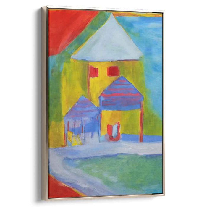 Whimsical House in Vibrant Landscape: Fauvist Inspired Canvas Art