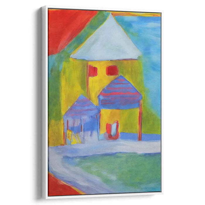 Whimsical House in Vibrant Landscape: Fauvist Inspired Canvas Art