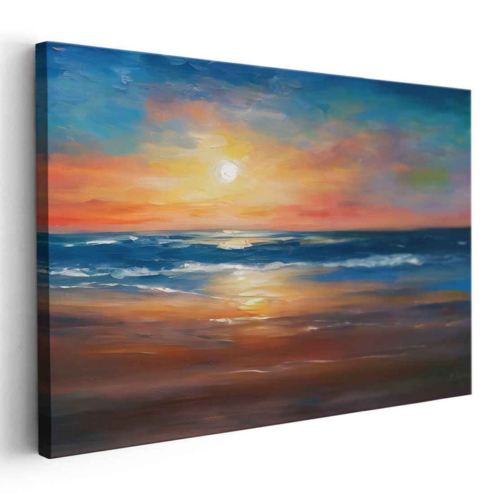 Lunar Reflections: Majestic Seascape at Twilight Canvas Art Print