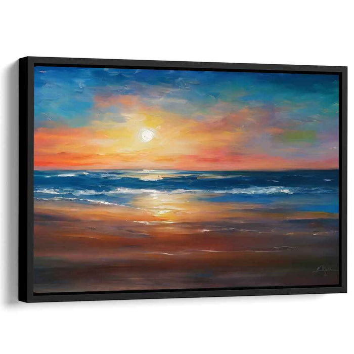 Lunar Reflections: Majestic Seascape at Twilight Canvas Art Print