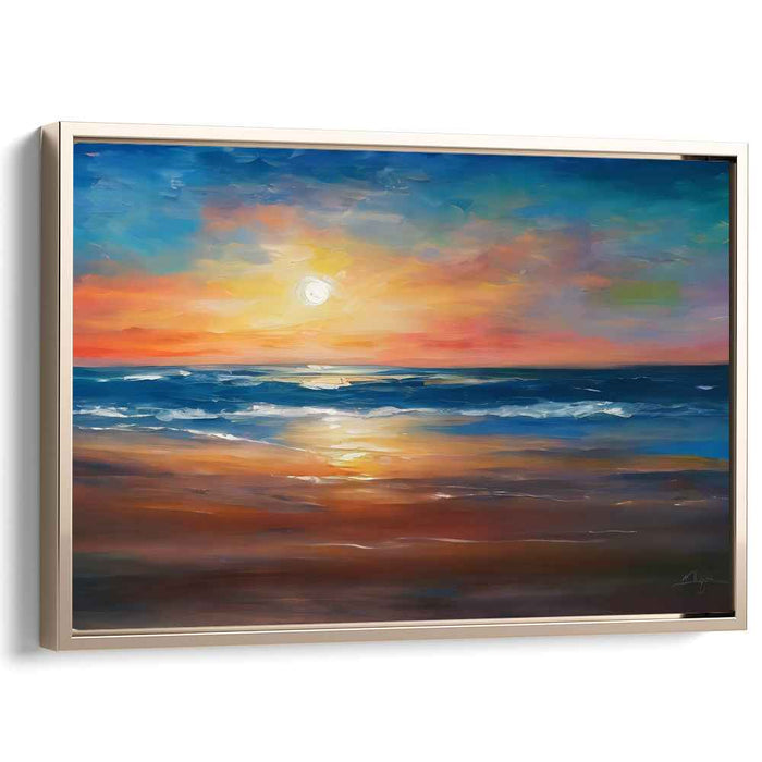 Lunar Reflections: Majestic Seascape at Twilight Canvas Art Print