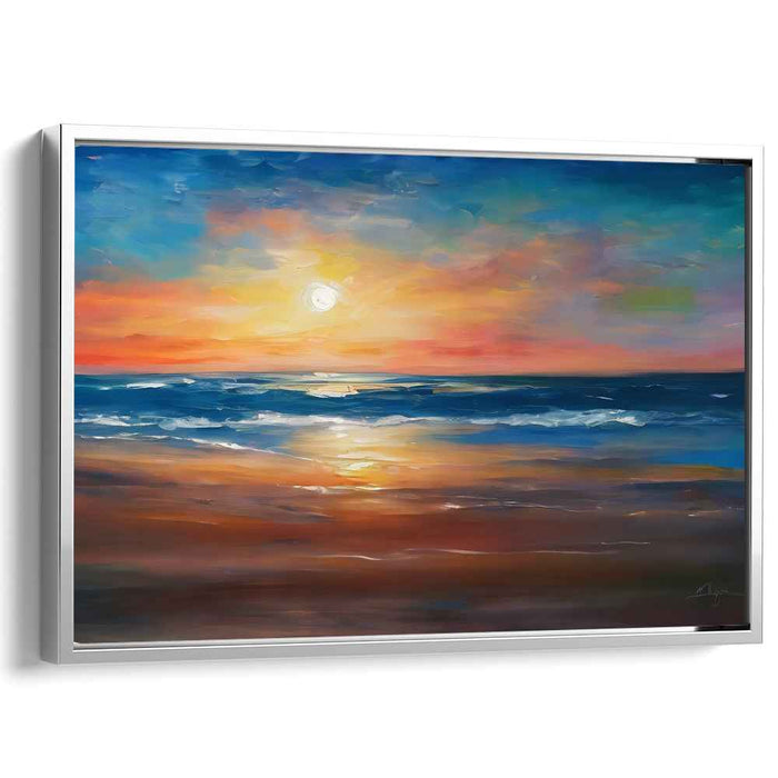 Lunar Reflections: Majestic Seascape at Twilight Canvas Art Print