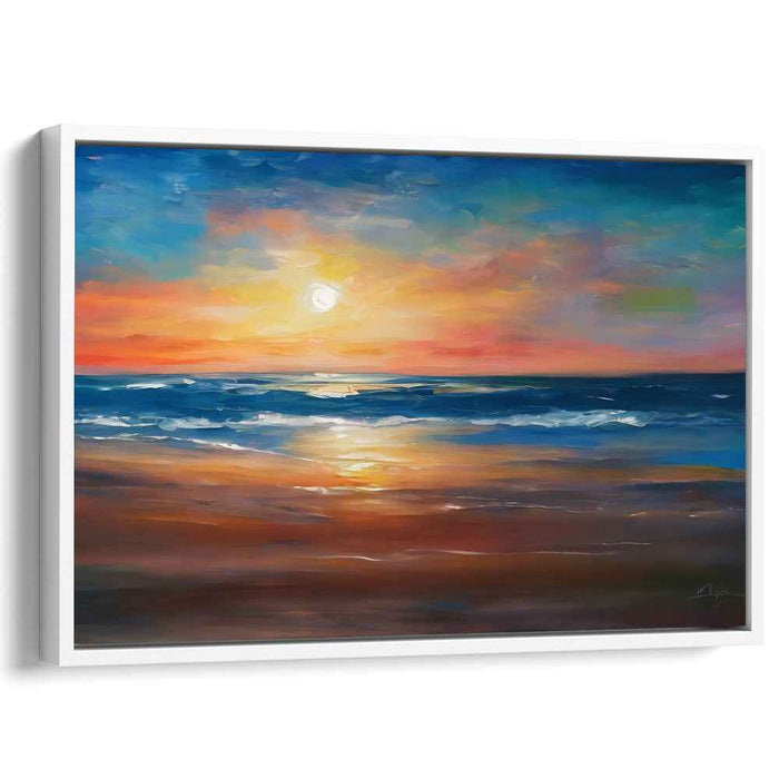 Lunar Reflections: Majestic Seascape at Twilight Canvas Art Print