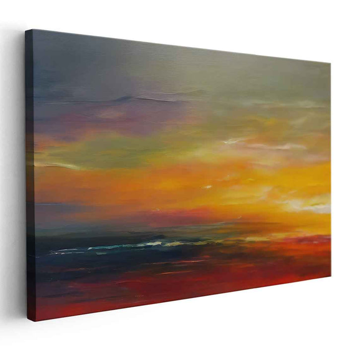 Sunset Impressions: Abstract Impressionist Sunset Canvas Art Print