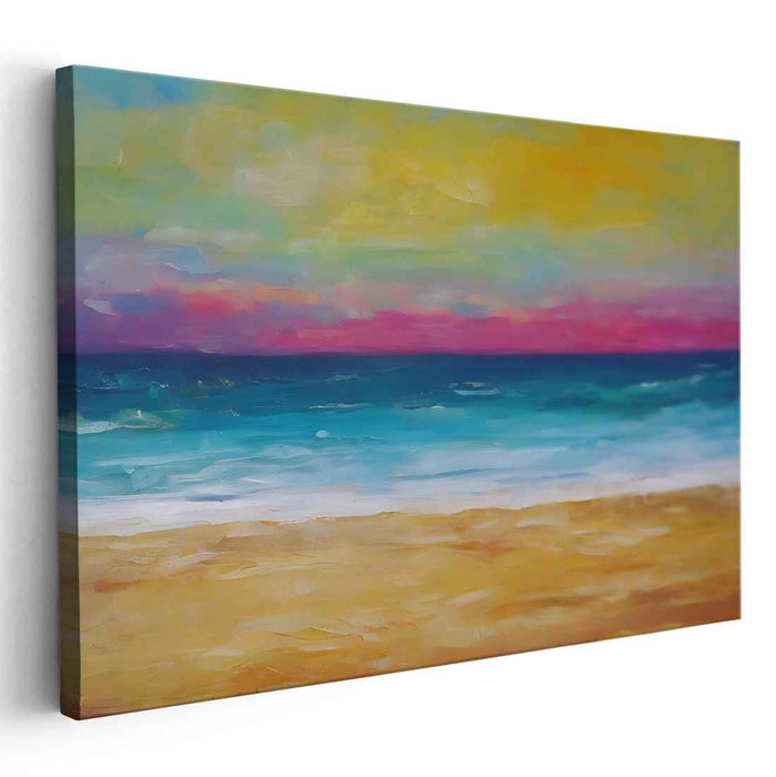 Radiant Shores: A Vivid Seascape Canvas Art