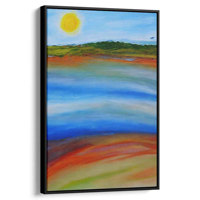 Solitude Glow: Tranquil Landscape with Radiant Sun Canvas Art Print
