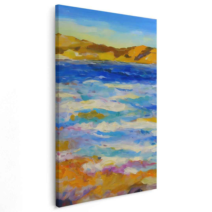 Coastal Brushstrokes Dance: Impressionist Coastal Landscape Canvas Art Print