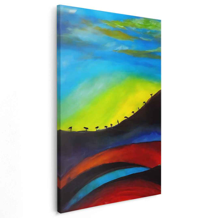 Colorful Horizon Exploration: Abstract Expressionist Landscape Canvas Art Print