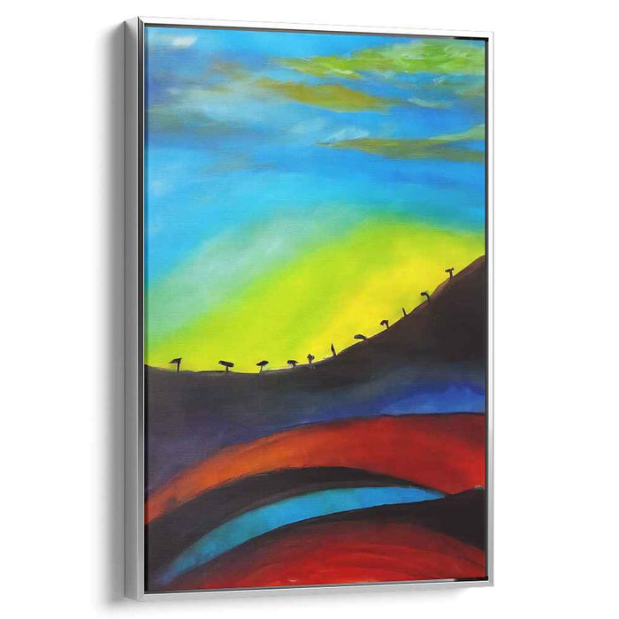 Colorful Horizon Exploration: Abstract Expressionist Landscape Canvas Art Print