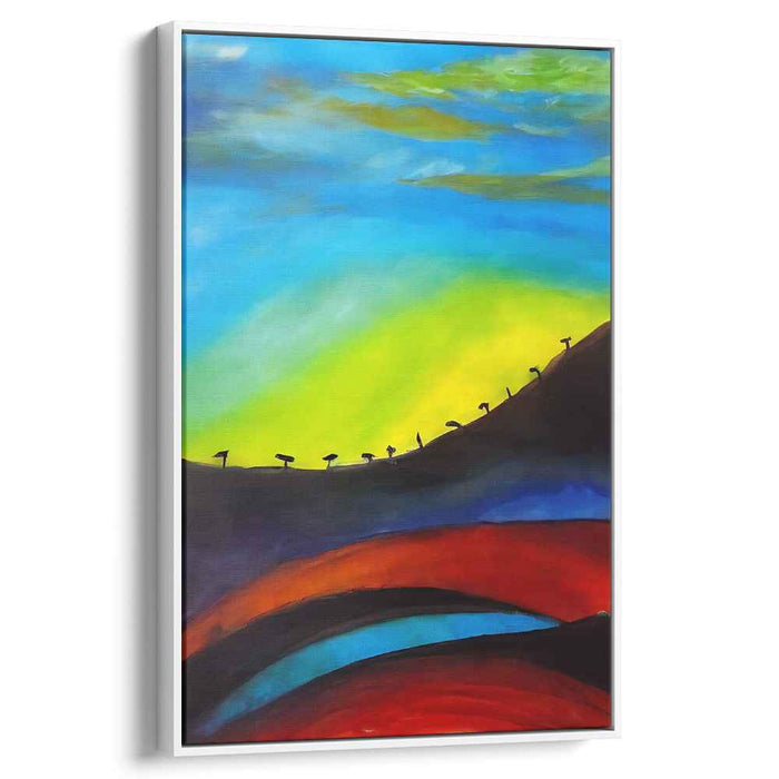 Colorful Horizon Exploration: Abstract Expressionist Landscape Canvas Art Print