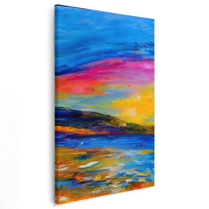 Sunset Symphony: Abstract Expressionist Sunset Canvas Art Print