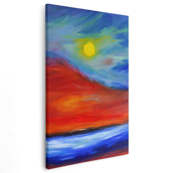 Abyssal Inferno: Surreal Seascape Under a Fiery Sky Canvas Art Print
