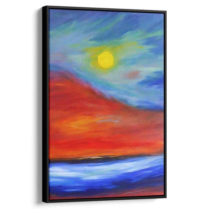 Abyssal Inferno: Surreal Seascape Under a Fiery Sky Canvas Art Print