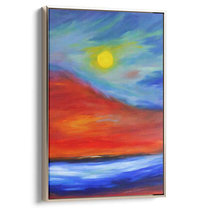Abyssal Inferno: Surreal Seascape Under a Fiery Sky Canvas Art Print
