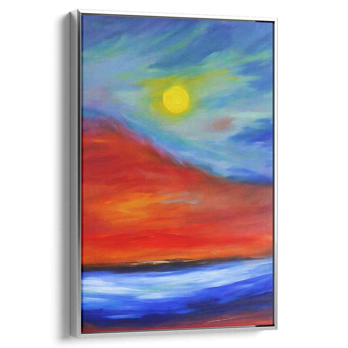 Abyssal Inferno: Surreal Seascape Under a Fiery Sky Canvas Art Print