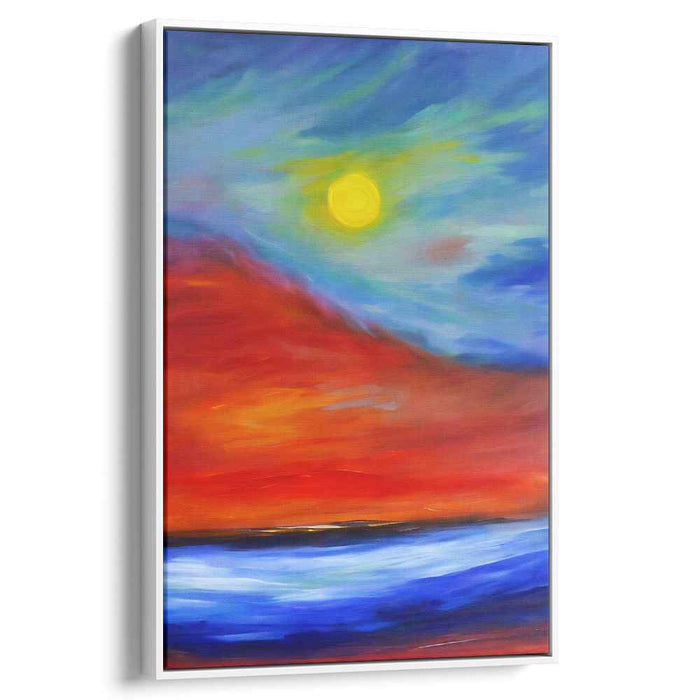 Abyssal Inferno: Surreal Seascape Under a Fiery Sky Canvas Art Print