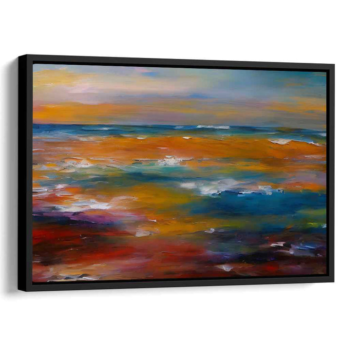 Daybreak Waters Painting: Vivid Seascape at Sunrise Canvas Art Print