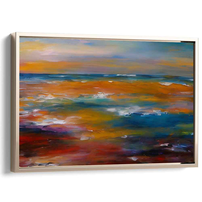 Daybreak Waters Painting: Vivid Seascape at Sunrise Canvas Art Print