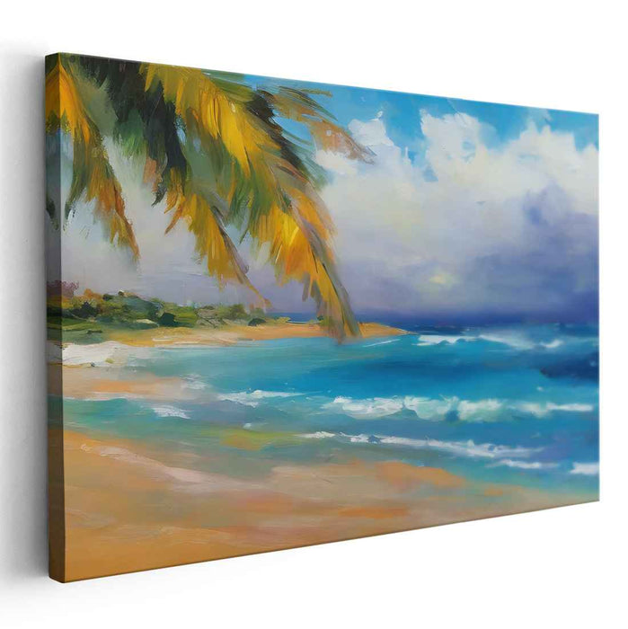 Tide's Whispered Secrets: Serene Beachside Canvas Art Print