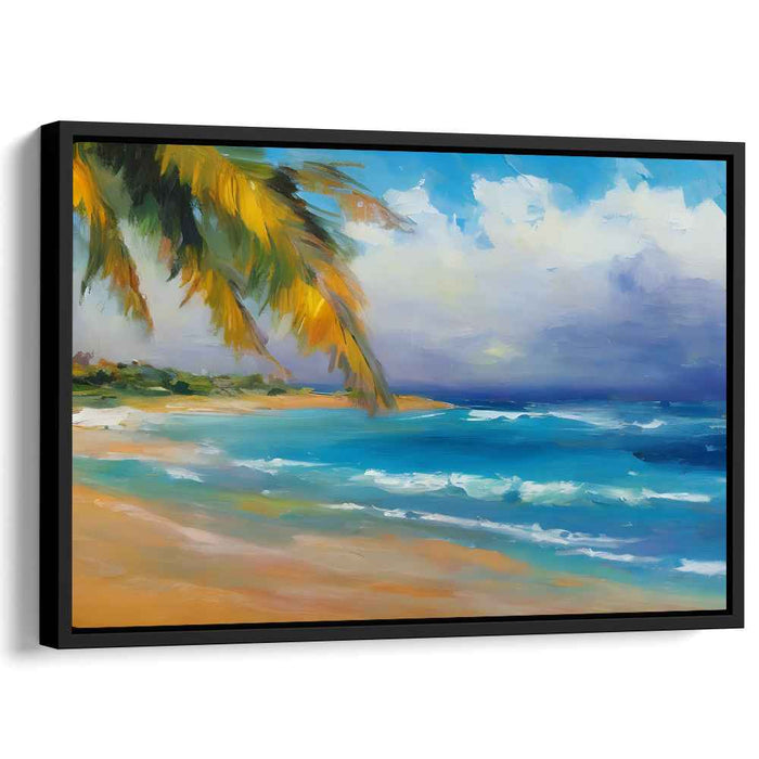 Tide's Whispered Secrets: Serene Beachside Canvas Art Print