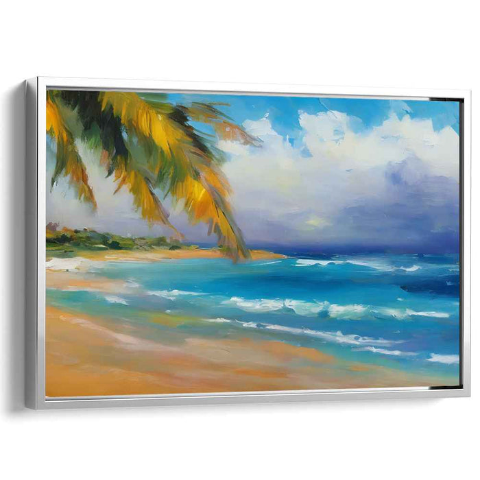 Tide's Whispered Secrets: Serene Beachside Canvas Art Print