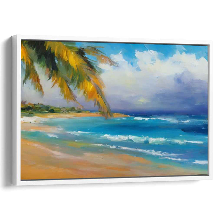 Tide's Whispered Secrets: Serene Beachside Canvas Art Print