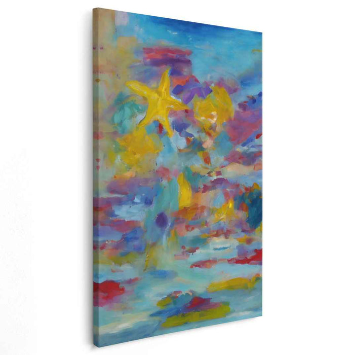 Starfish Constellation Essence: Vibrant Starfish in a Sea of Colors Abstract Canvas Art