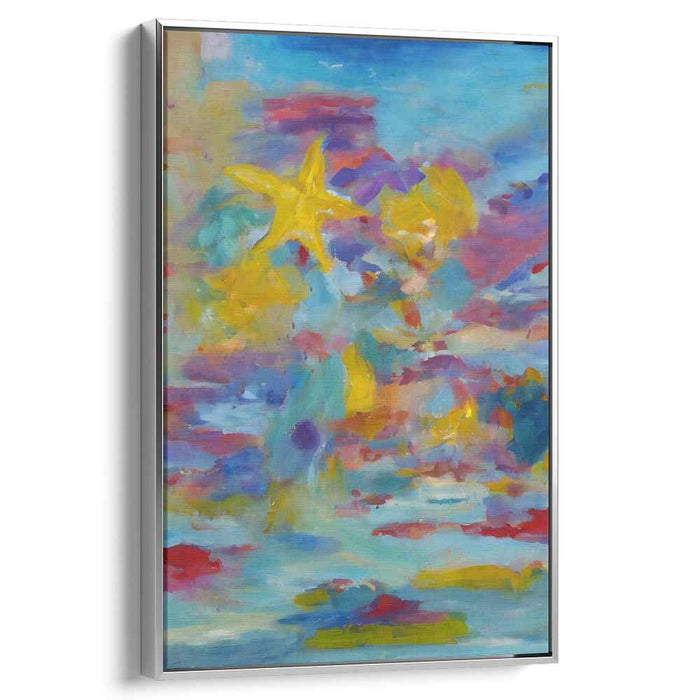 Starfish Constellation Essence: Vibrant Starfish in a Sea of Colors Abstract Canvas Art