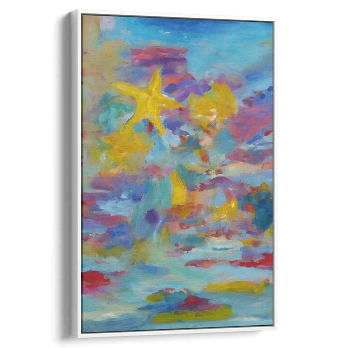 Starfish Constellation Essence: Vibrant Starfish in a Sea of Colors Abstract Canvas Art