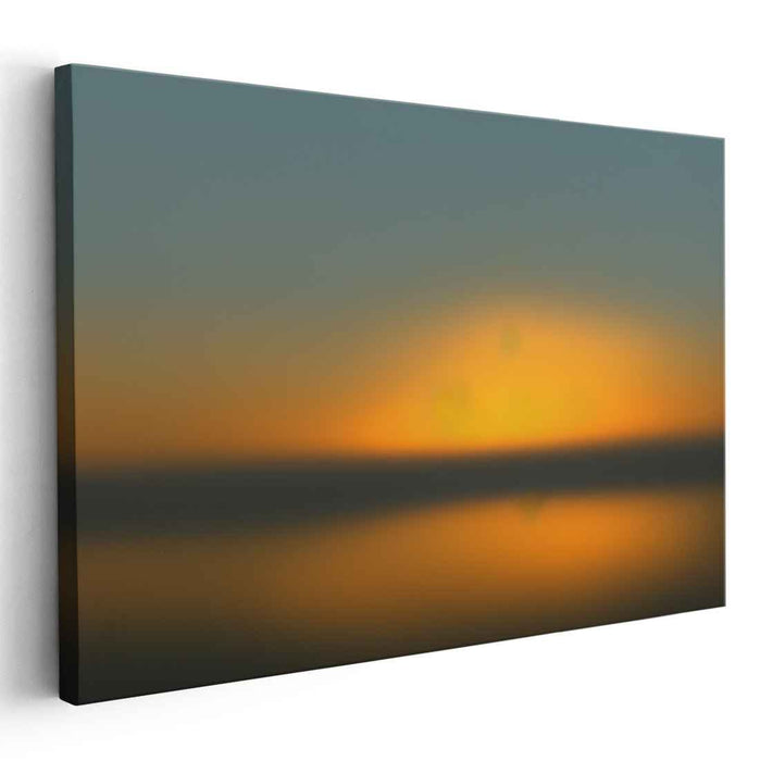 Twilight Serenity Mirage: Serene Sunset Over Water Canvas Art Print