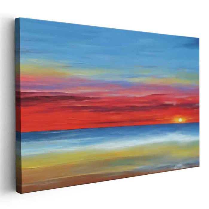 Colorful Horizon Reflections: Vibrant Seascape Sunset Canvas Art