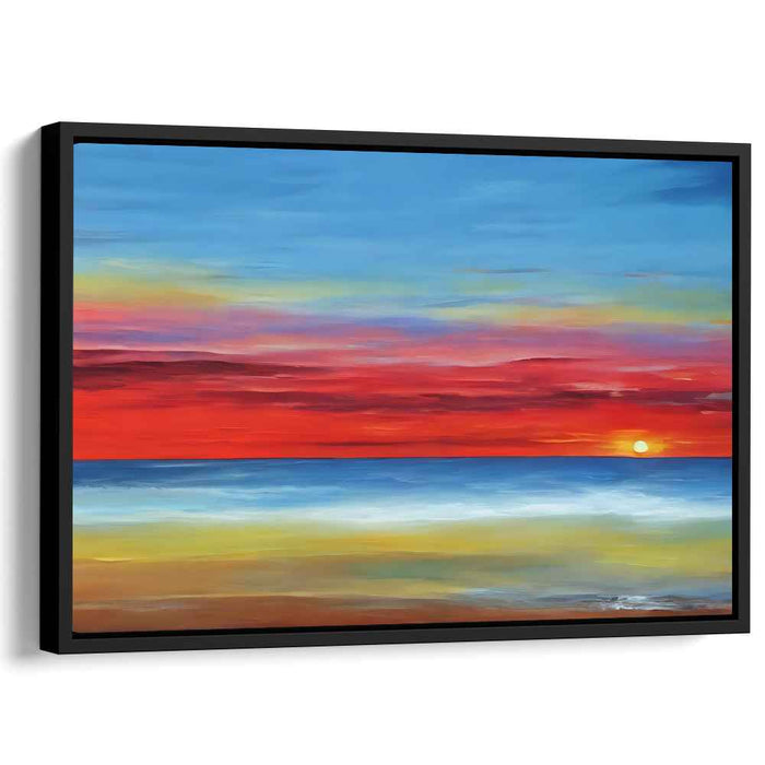 Colorful Horizon Reflections: Vibrant Seascape Sunset Canvas Art