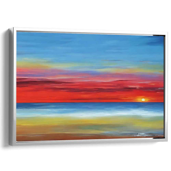 Colorful Horizon Reflections: Vibrant Seascape Sunset Canvas Art