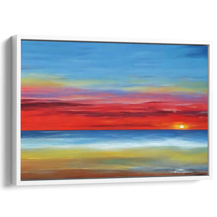 Colorful Horizon Reflections: Vibrant Seascape Sunset Canvas Art