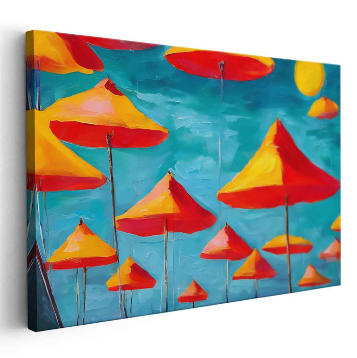 Sun-Kissed Umbrellas: Vibrant Summer Canvas Art Print