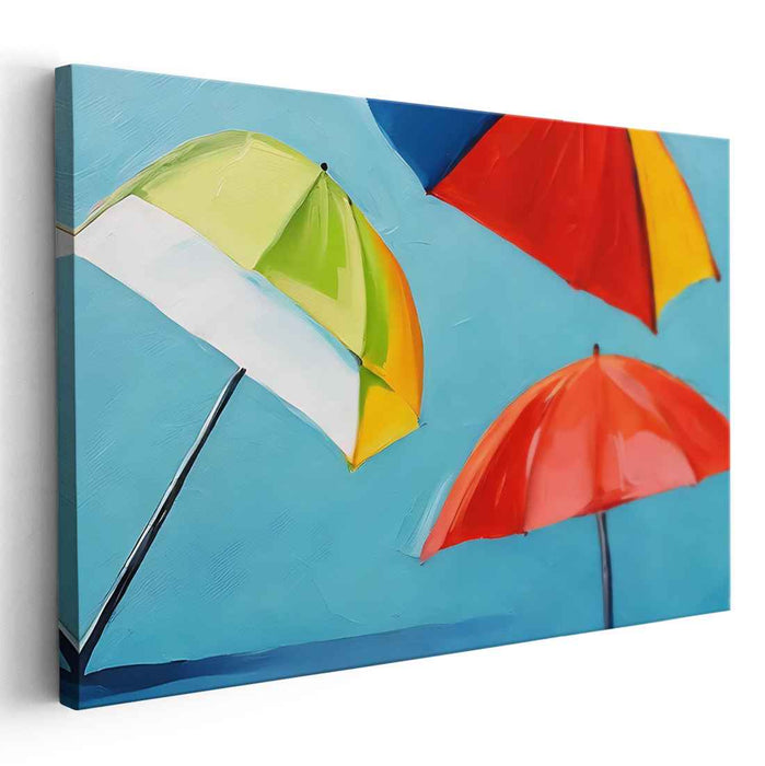 Sunny Day Delight: Colorful Beach Umbrellas Canvas Art Print