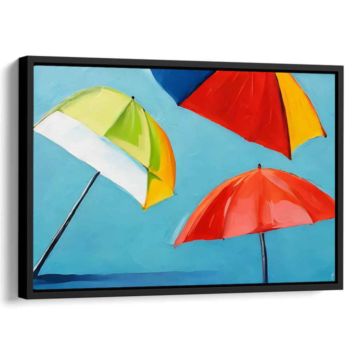 Sunny Day Delight: Colorful Beach Umbrellas Canvas Art Print