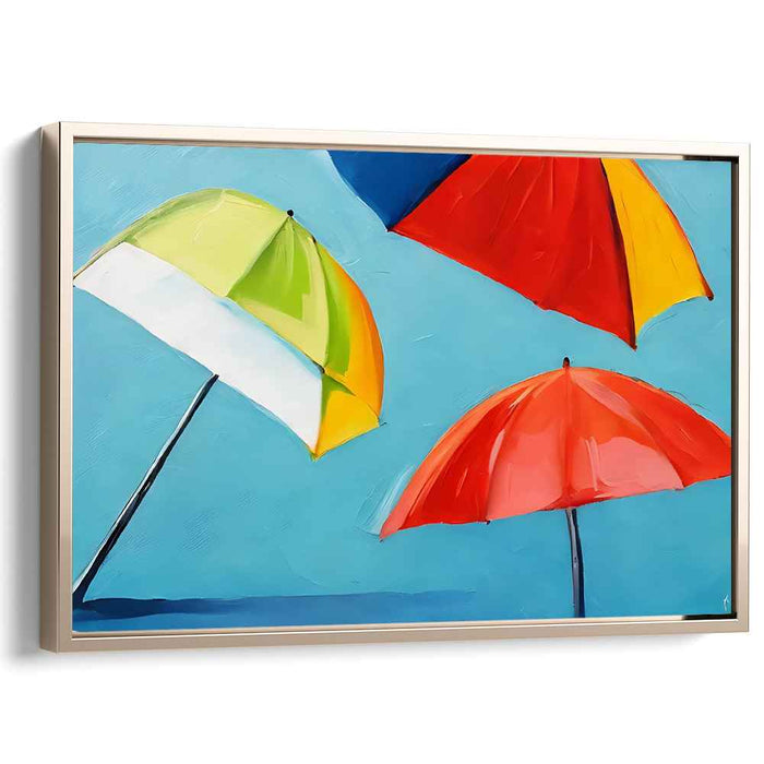 Sunny Day Delight: Colorful Beach Umbrellas Canvas Art Print