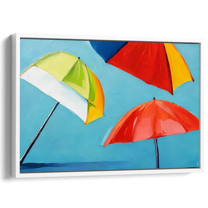 Sunny Day Delight: Colorful Beach Umbrellas Canvas Art Print